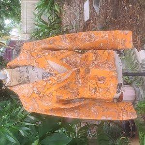 Moth Anthropologie distressed orange M sweater jacket. Gently worn